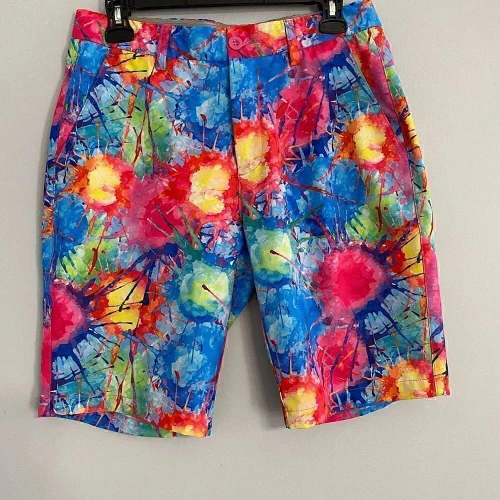 HRESKI Explosion of Color Golf Shorts Men Size 30 - Picture 2 of 8